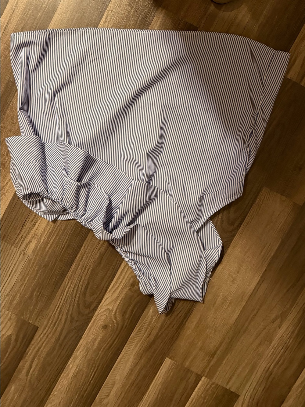 Striped Blue and White Fitted Bed Skirt - Classic Tailored Style